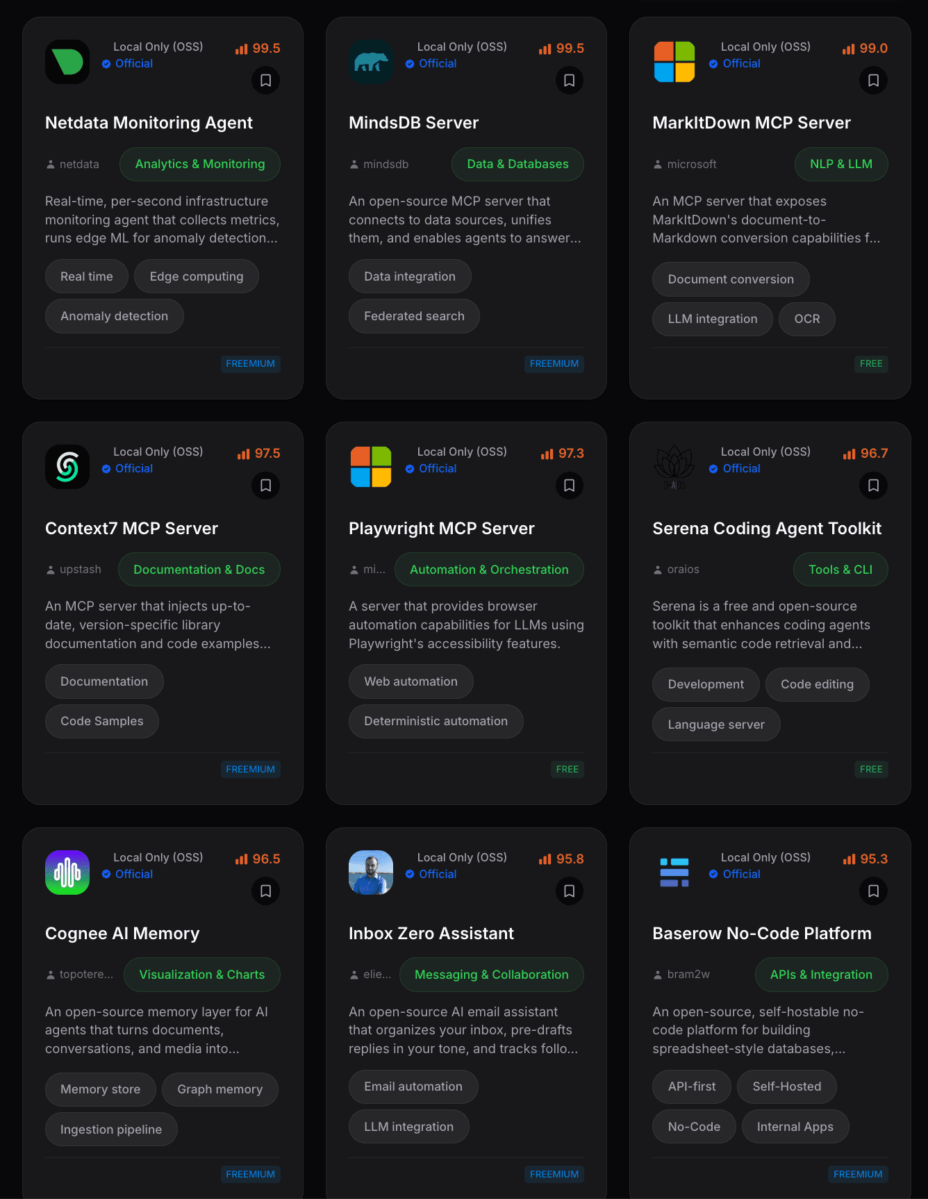 Demo screenshot of the connectors directory with search and filtering